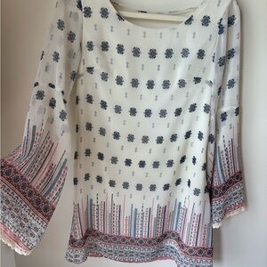 Floral Print Women's dress - White and Blue